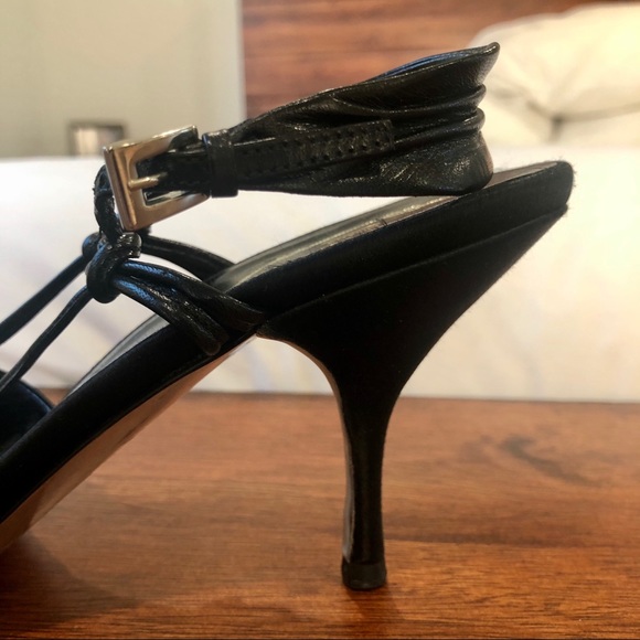 Prada Leather Slingback Satin Heels - Picture 4 of 8